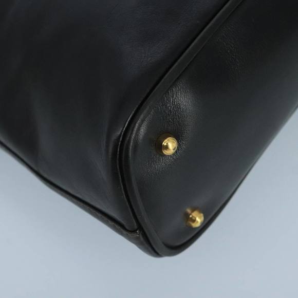 GUCCI Bamboo Hand Bag Leather Black Gold 000 2058 0290 0 Auth kk384 - Picture 13 of 16